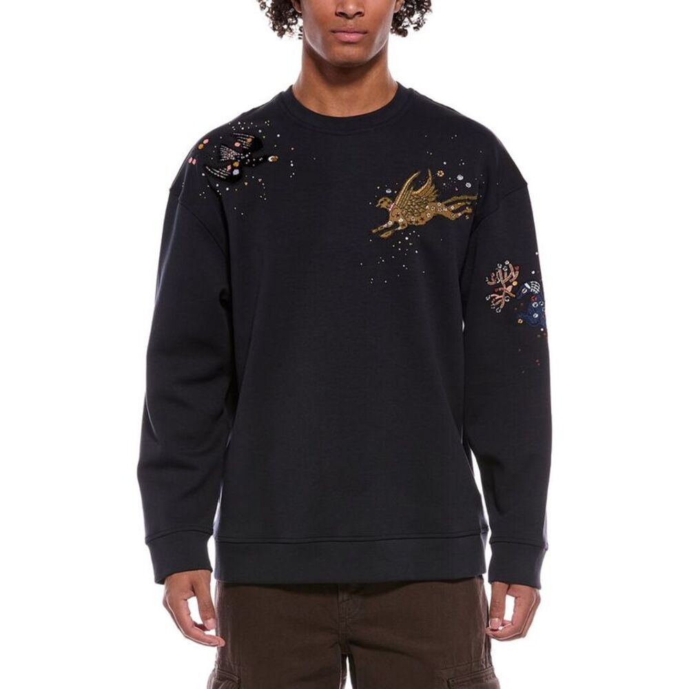 Valentino Mens  Jersey Felpa Crewneck Sweatshirt, Navy